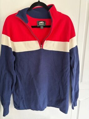 Roots Men's Zip Sweater in Red, Navy & White